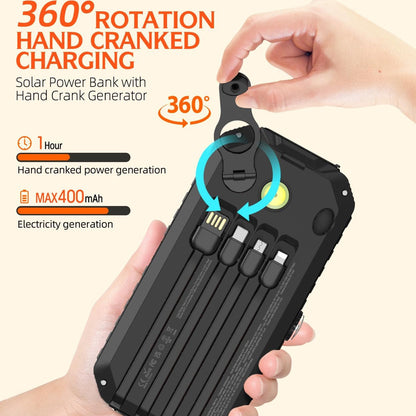 Solar-Powerbank mit Integrierten Ladekabeln und LED-Taschenlampe Brehn