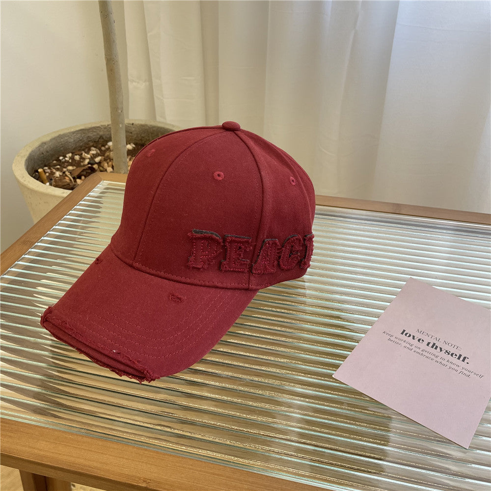 Damen Distressed Graphic Peace Baseball Cap Brehn