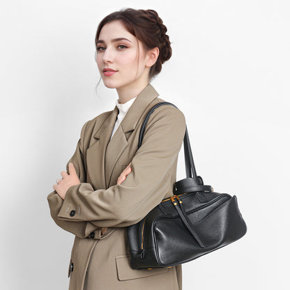 Kompakte rechteckige gepunktete Schultertasche mit Reißverschluss oben und abnehmbarem Schultergurt