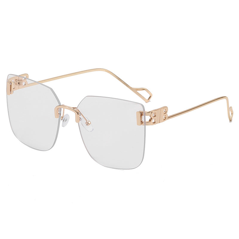 Damen elegante quadratische Sonnenbrille mit goldfarbenem Metallrahmen Brehn