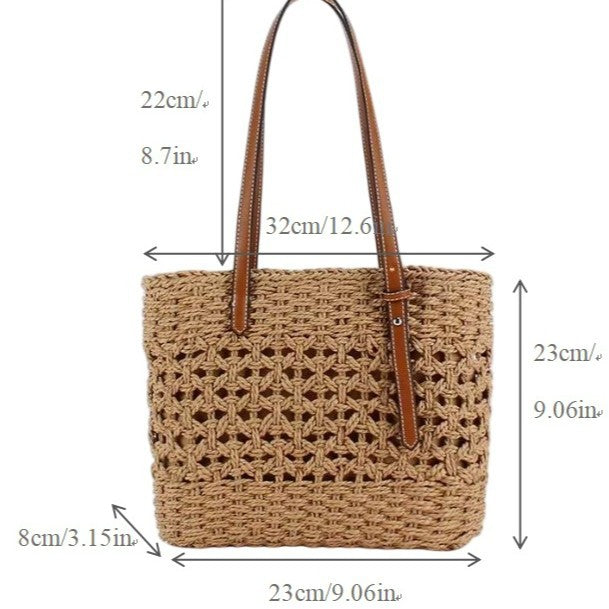 Handtasche Aus Natürlichem Makramee mit Veganen Ledergriffen Brehn