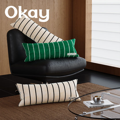 Square Velvet Striped Decorative Throw Pillow with Plush Insert