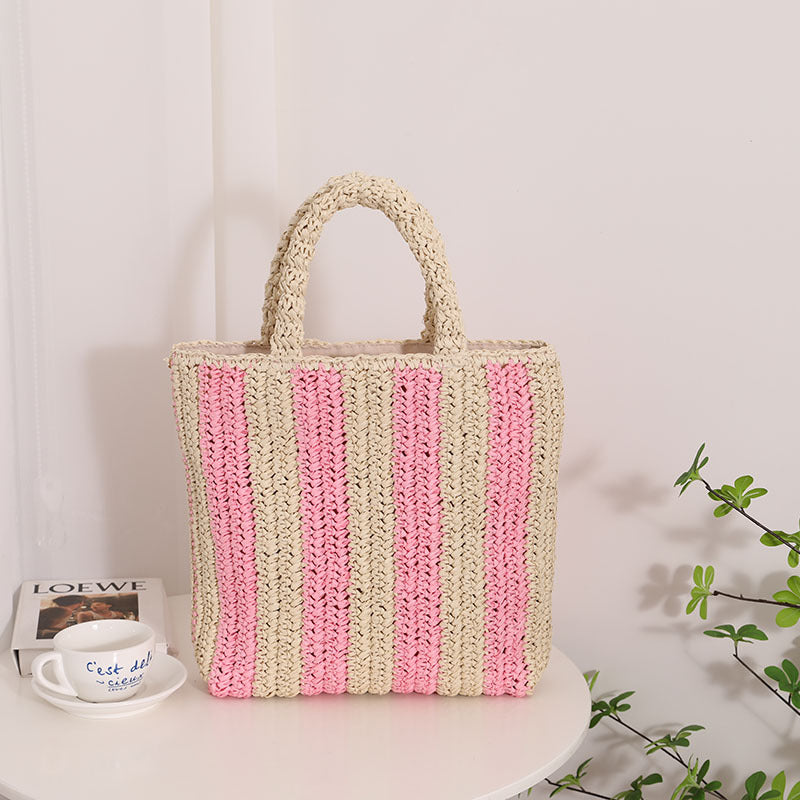 Modische Basttasche mit Strukturiertem Faltendesign Brehn