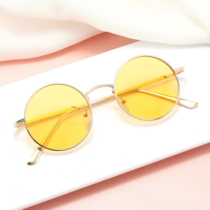 Damen modische Brille mit runden Gläsern und feinem Metallrahmen Brehn