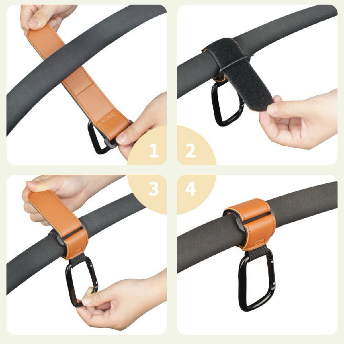 Robuster Leder-Schlaufe Kinderwagen und Tasche Karabinerhaken