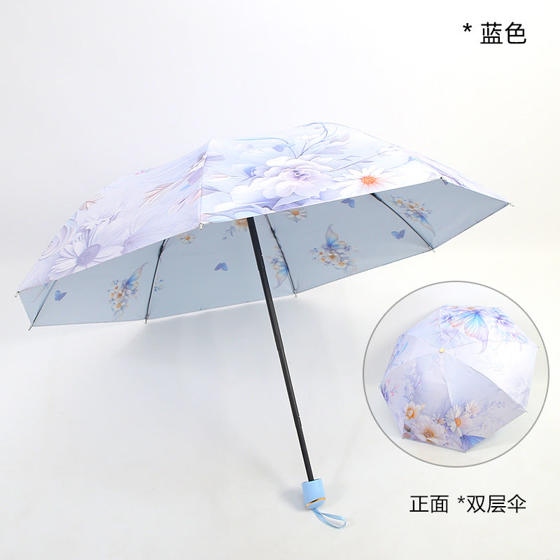 Damen eleganter Falt-Regenschirm mit floralen Motiven Brehn