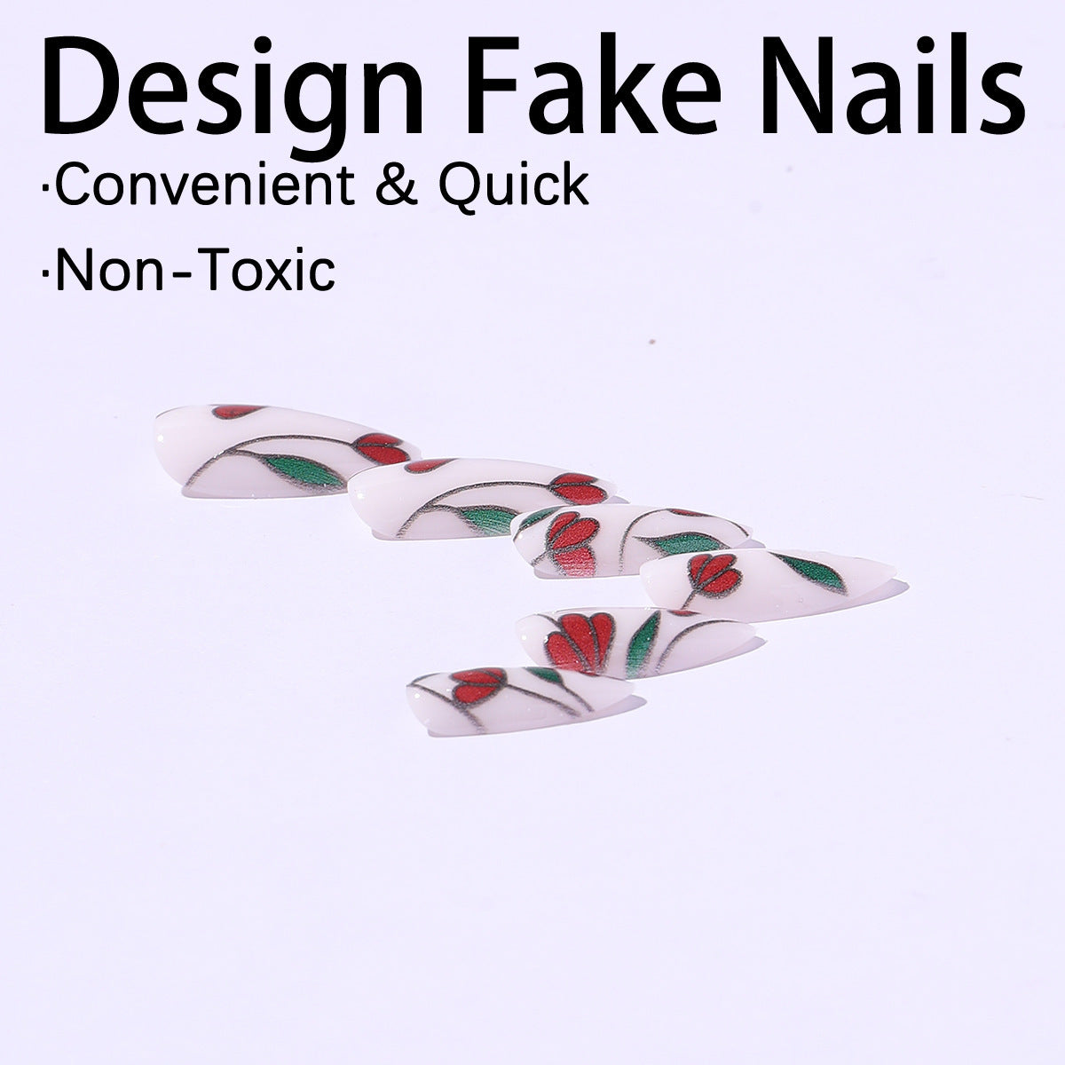 Kunstnagelset mit floralen Akzenten und Glitzer Brehn