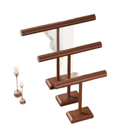 Holz T-Bar Halsketten- und Armband-Display-Ständer mit stabilem rechteckigem Sockel
