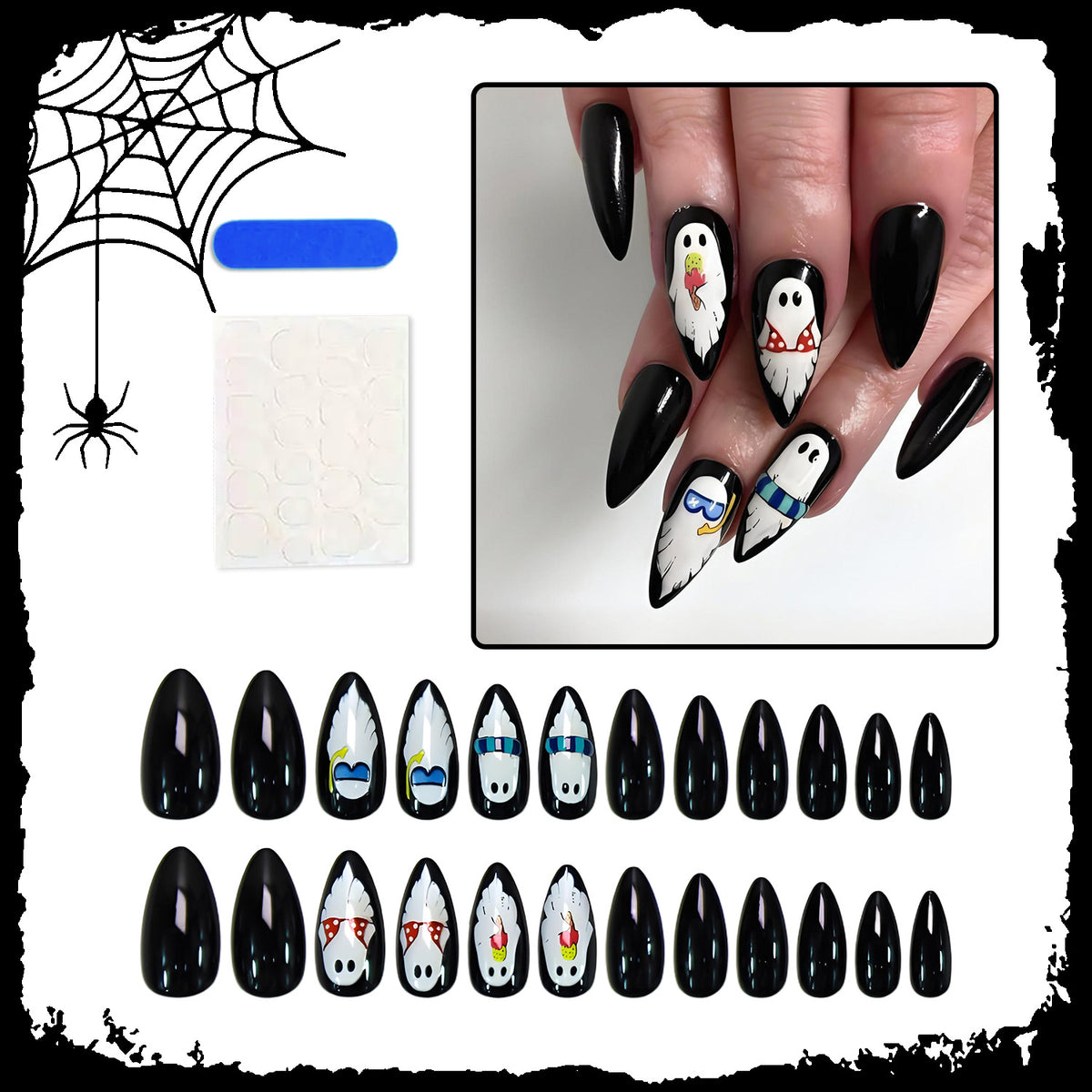 Halloween Kunstnagelset mit verspielten Gespenster-Motiven Brehn