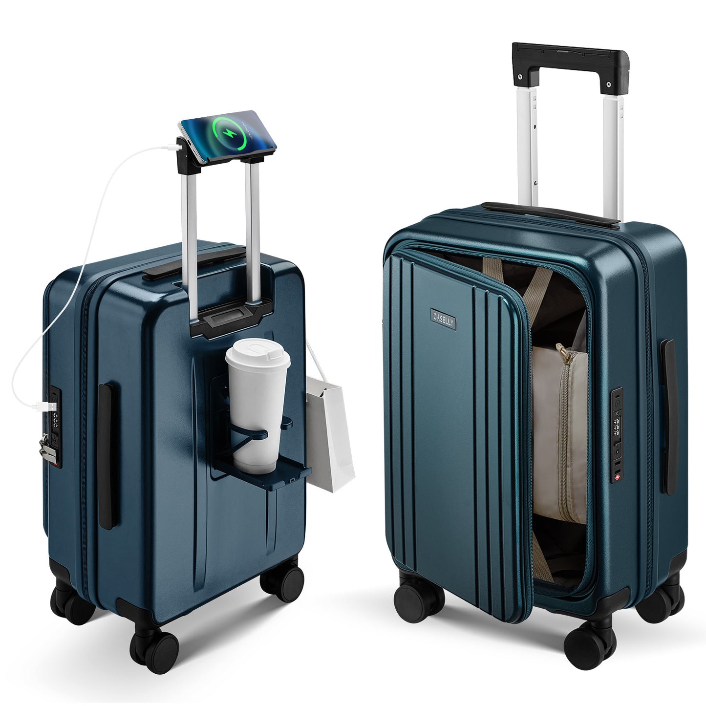 Unisex Smart Hartschalen-Trolley-Koffer Brehn