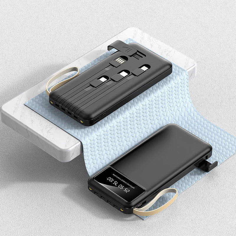 Tragbare Powerbank mit integriertem Multifunktions-Ladekabel und digitaler Anzeige Brehn
