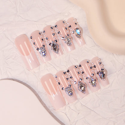 Dekorative mit Strass veredelte Stiletto Press-On Nägel Brehn