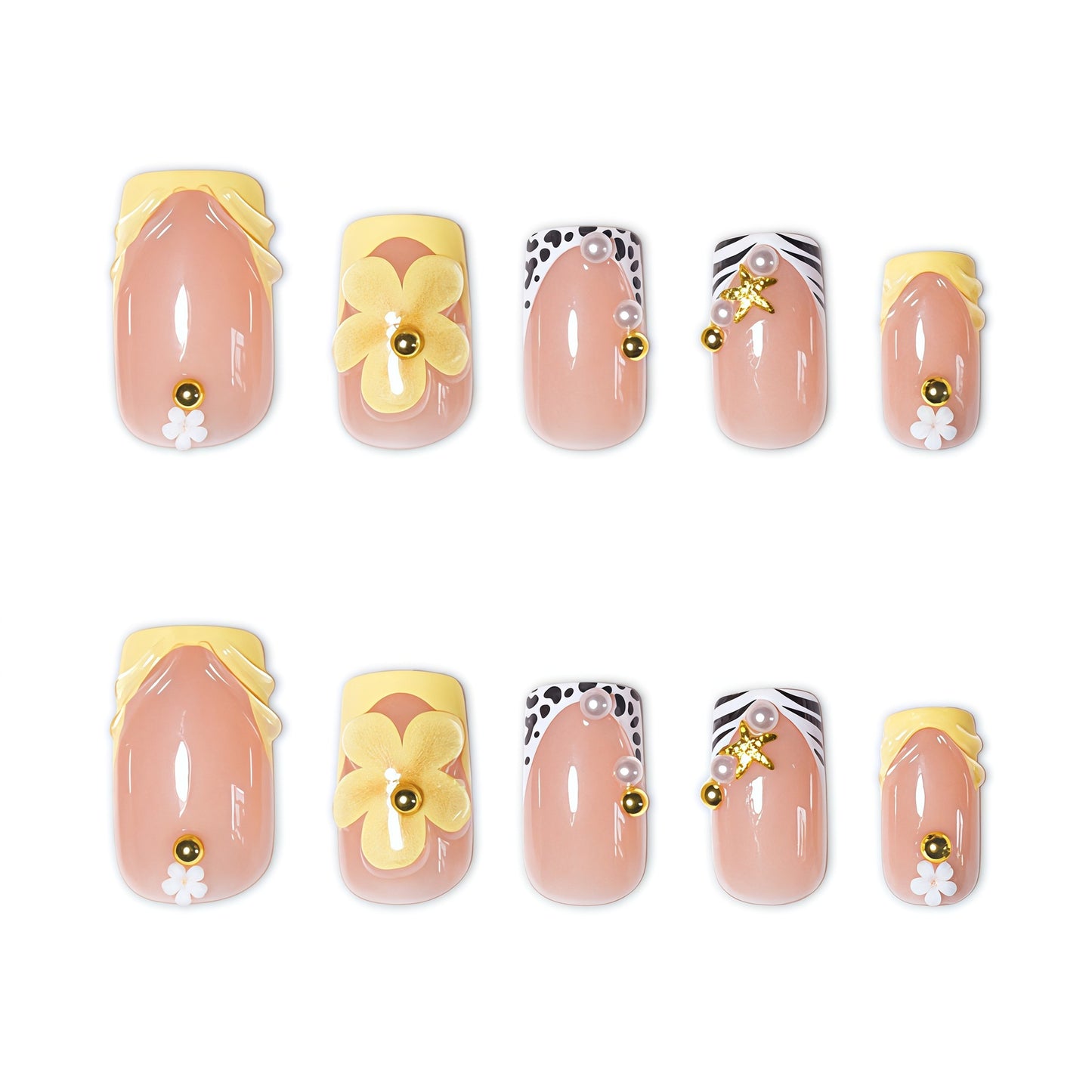 Floral Design Press-On Nail Extensions Brehn