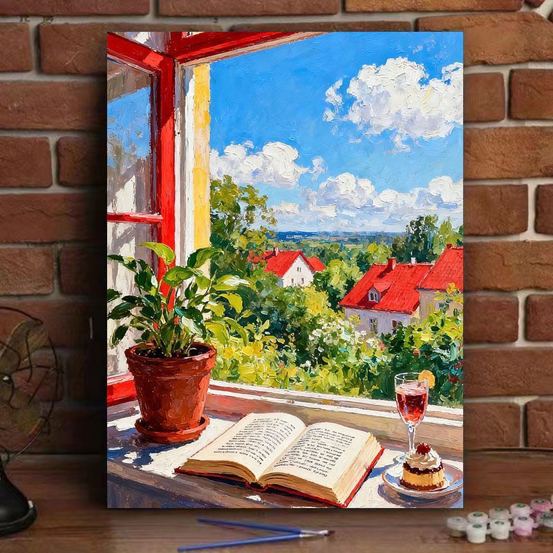 Scenic Window View Leinwand Druck Brehn