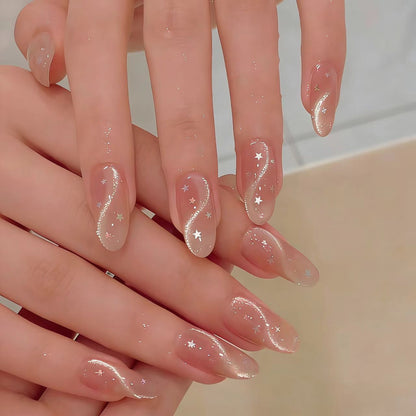 Elegante Sternen Nagelkunst Verlängerungen