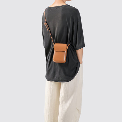 Kompakte Leder Crossbody Pouch Brehn