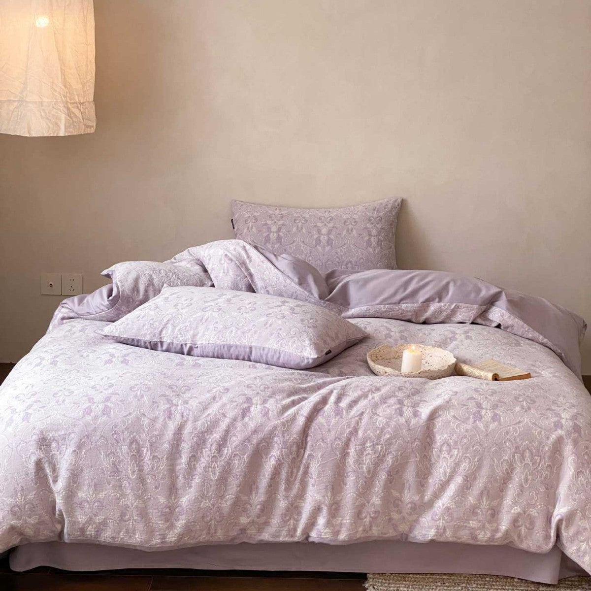 Premium-Baumwoll-Jacquard-Bettbezuggarnitur mit dezentem Paisley‑Relief und verdecktem Reißverschluss