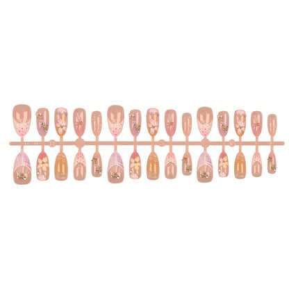 Dekoratives Press-On-Nagelset mit floralen Akzenten