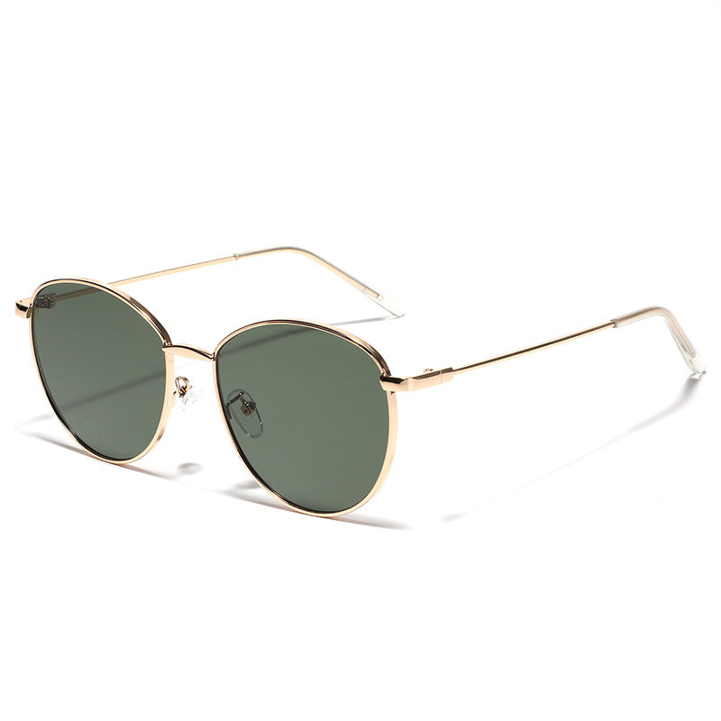 Damen runde Sonnenbrille mit schmalem Metallrahmen und polarisierten Gläsern Brehn