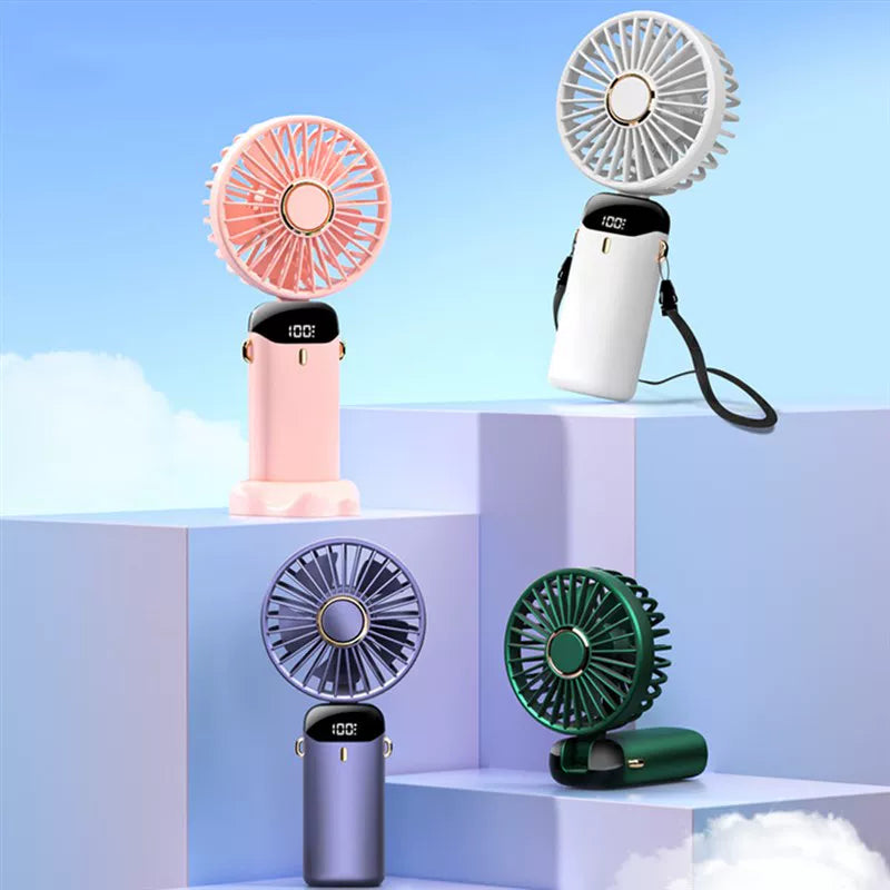 Unisex Einheitsgröße faltbarer wiederaufladbarer Handventilator mit LED-Batteriestatusanzeige und abnehmbarer Ladestation Brehn