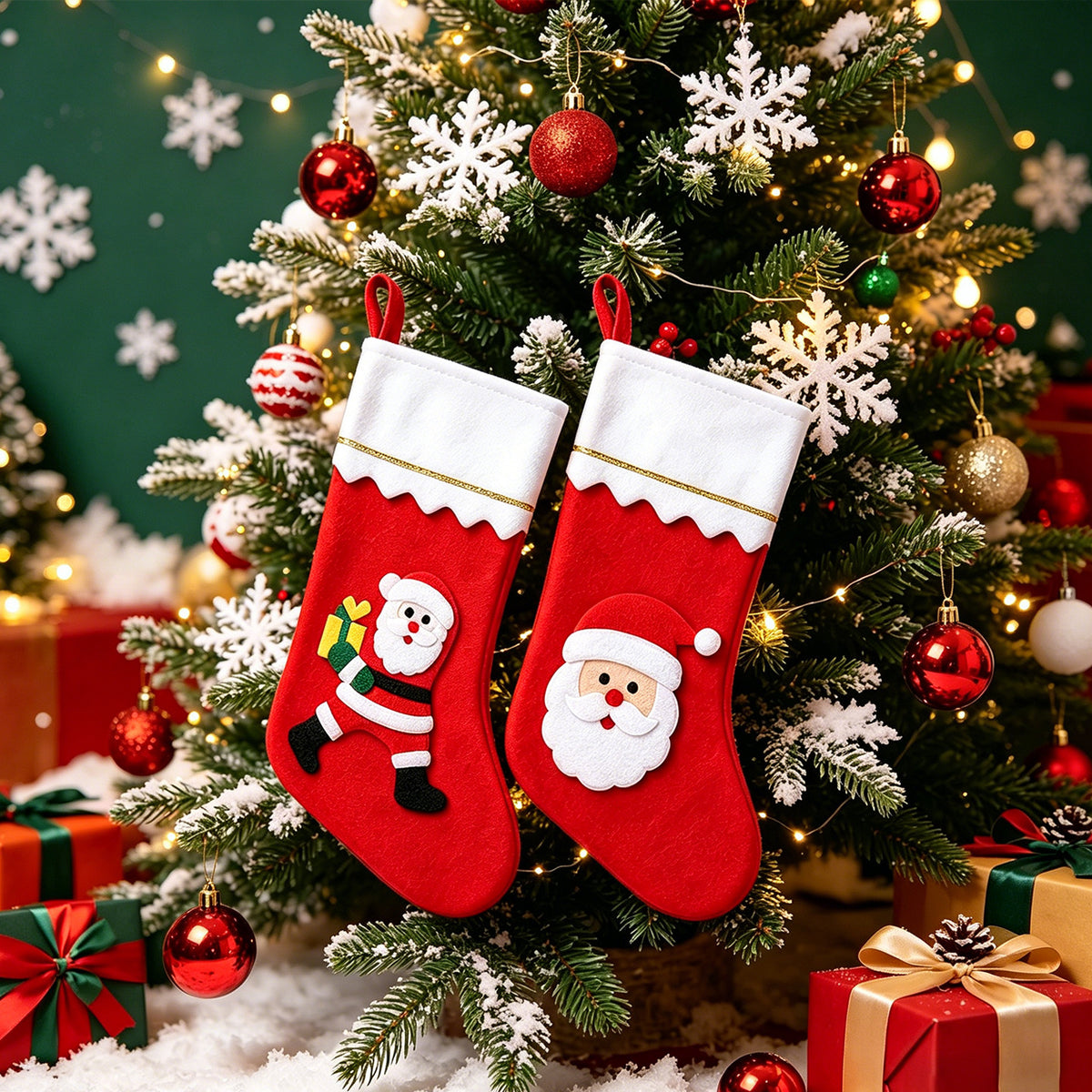 Niedlicher Weihnachtsstrumpf mit festlichen Motiven Brehn