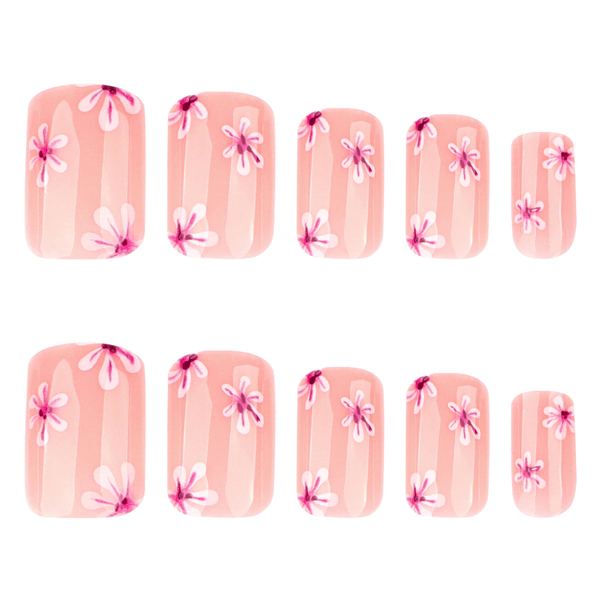 Kunstvolle Nagelkunst mit Blumen-Design und Blauem French Tip Brehn