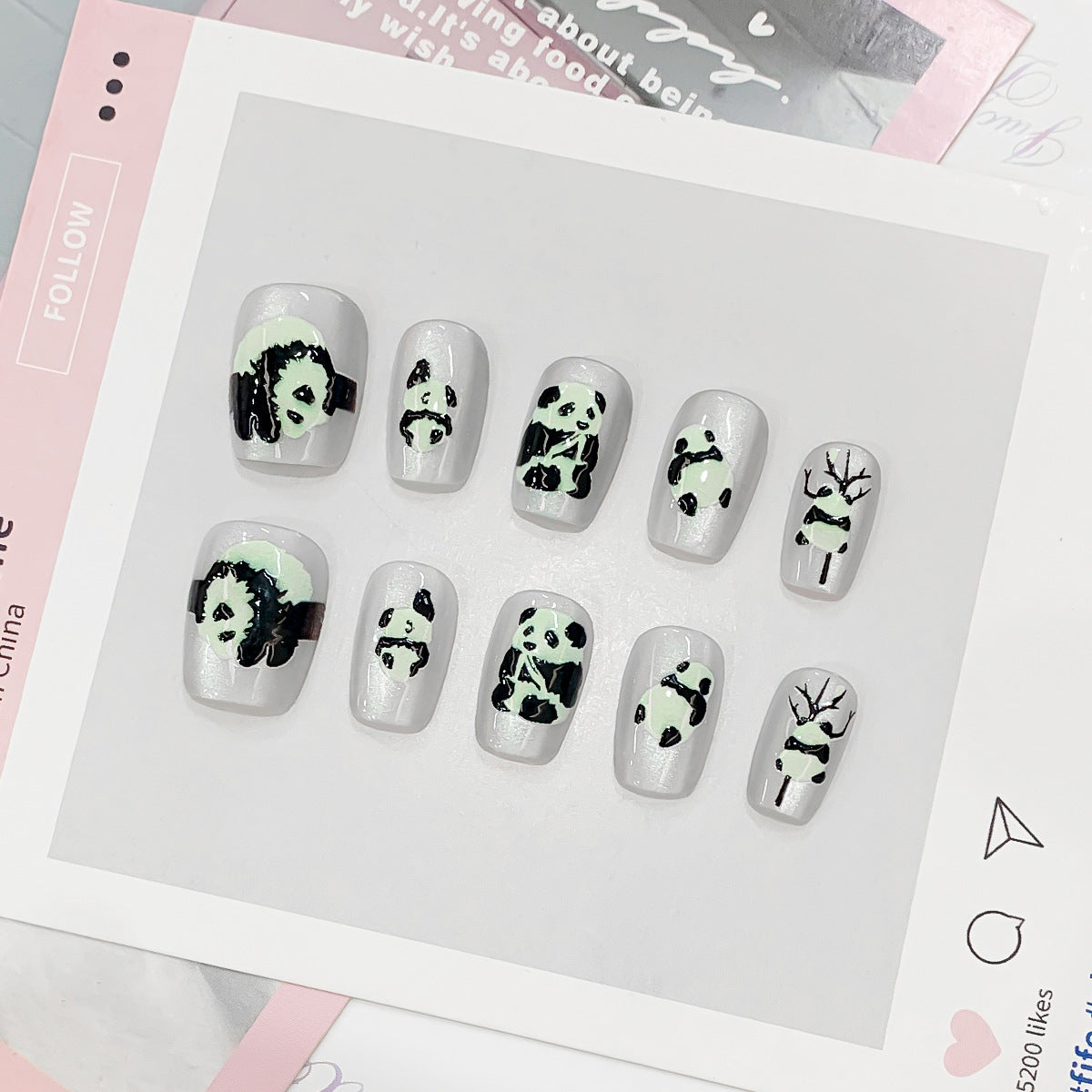 Künstliche Nagelspitzen mit Pandadesign Brehn