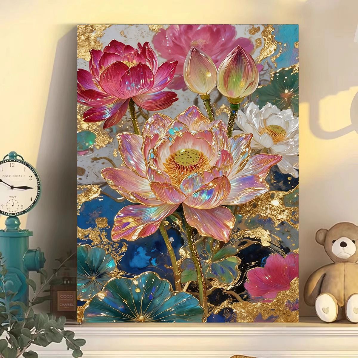 Luxuriöse florale abstrakte Leinwand Wandkunst Brehn