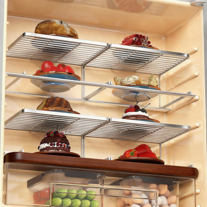 Doppelschicht Kühlschrank Regal Organizer Rack mit lamellierter Oberseite