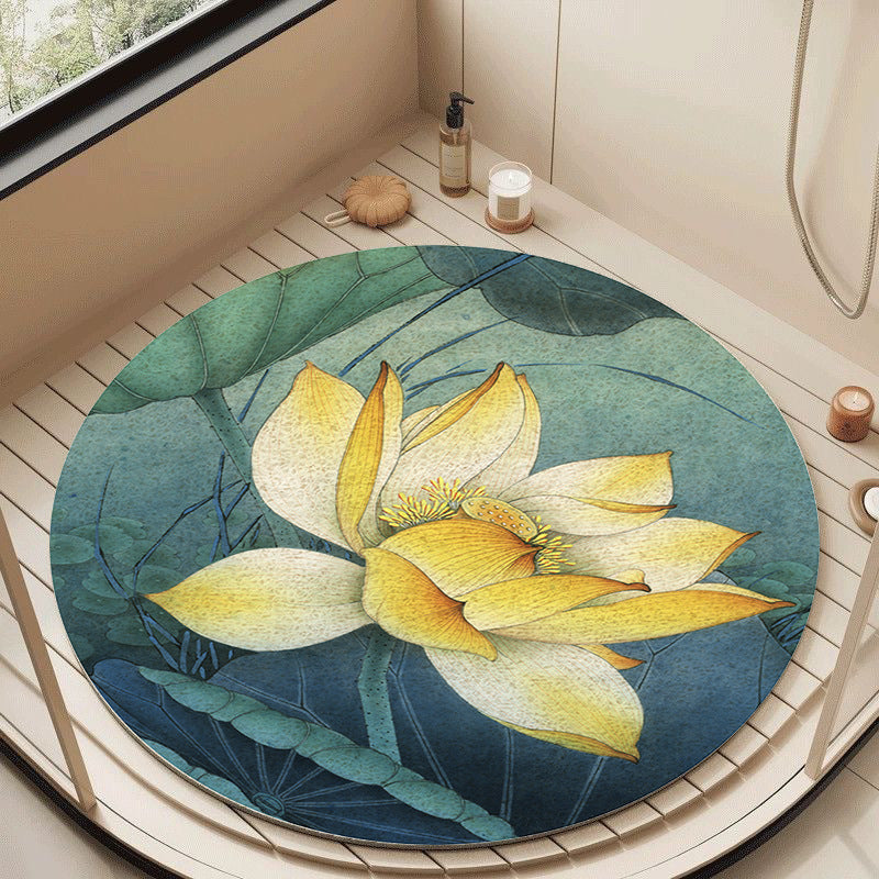 Florales Design Zirkuläre Badematte Brehn