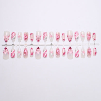 Kunstnagelset mit elegantem Blumen- und Glitzermuster Brehn