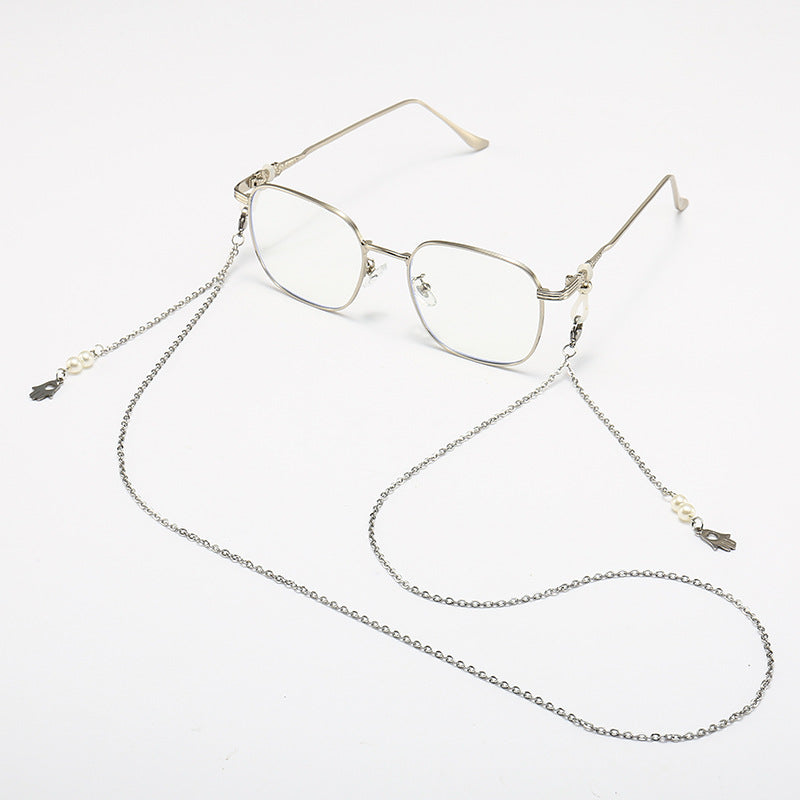 Chic Quadratrahmen Brille mit dekorativer Kette Brehn