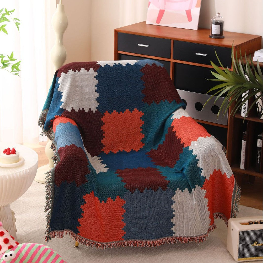 Strukturiertes Patchwork-Design Wurfdecke