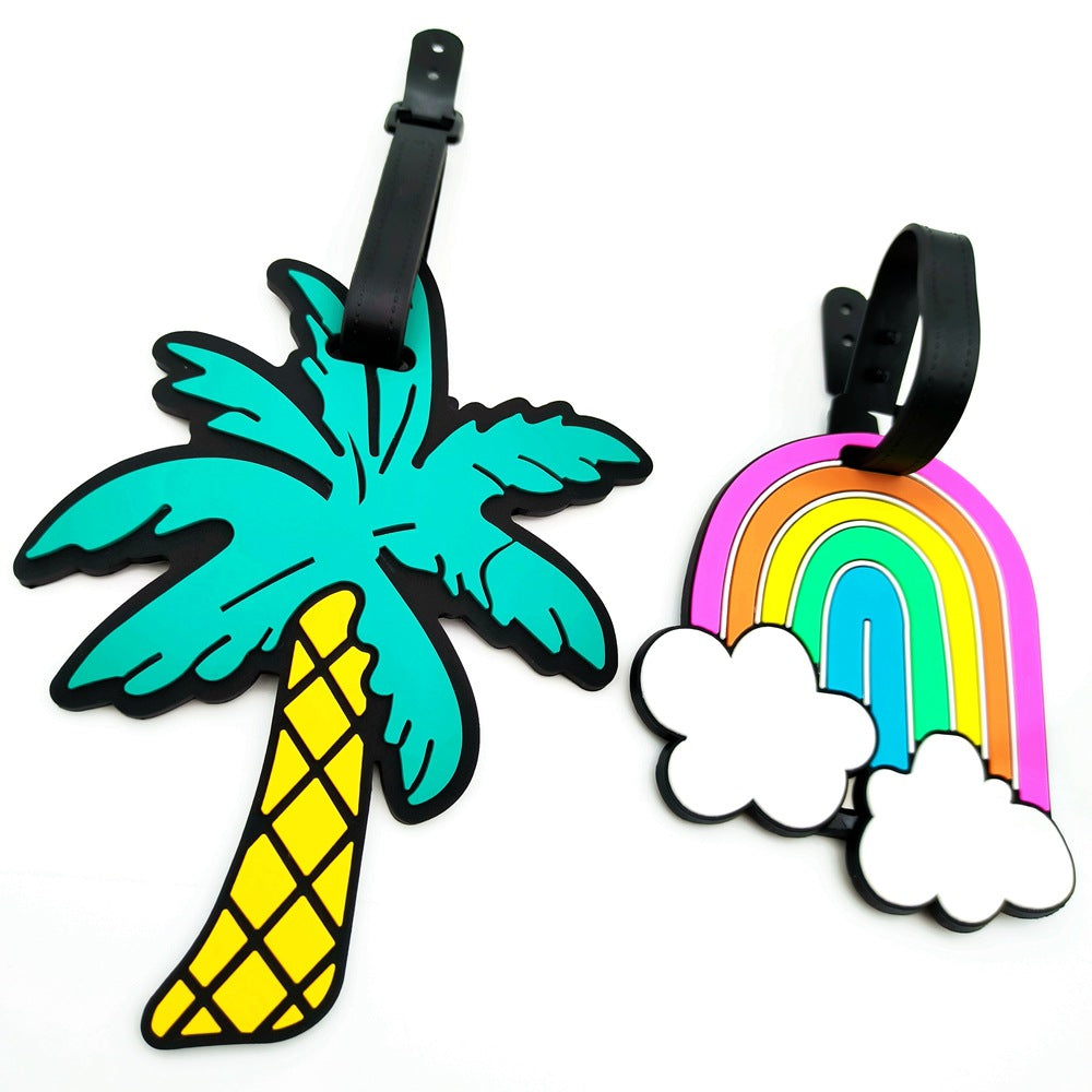 Silikon-Regenbogen-förmiger Gepäckanhänger mit verstellbarem Schnallenriemen weicher PVC-Reise-ID-Anhänger Brehn