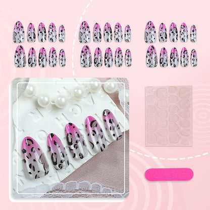 Künstlerisches Leopard-Print-Gradient Press-On-Nagelset Brehn