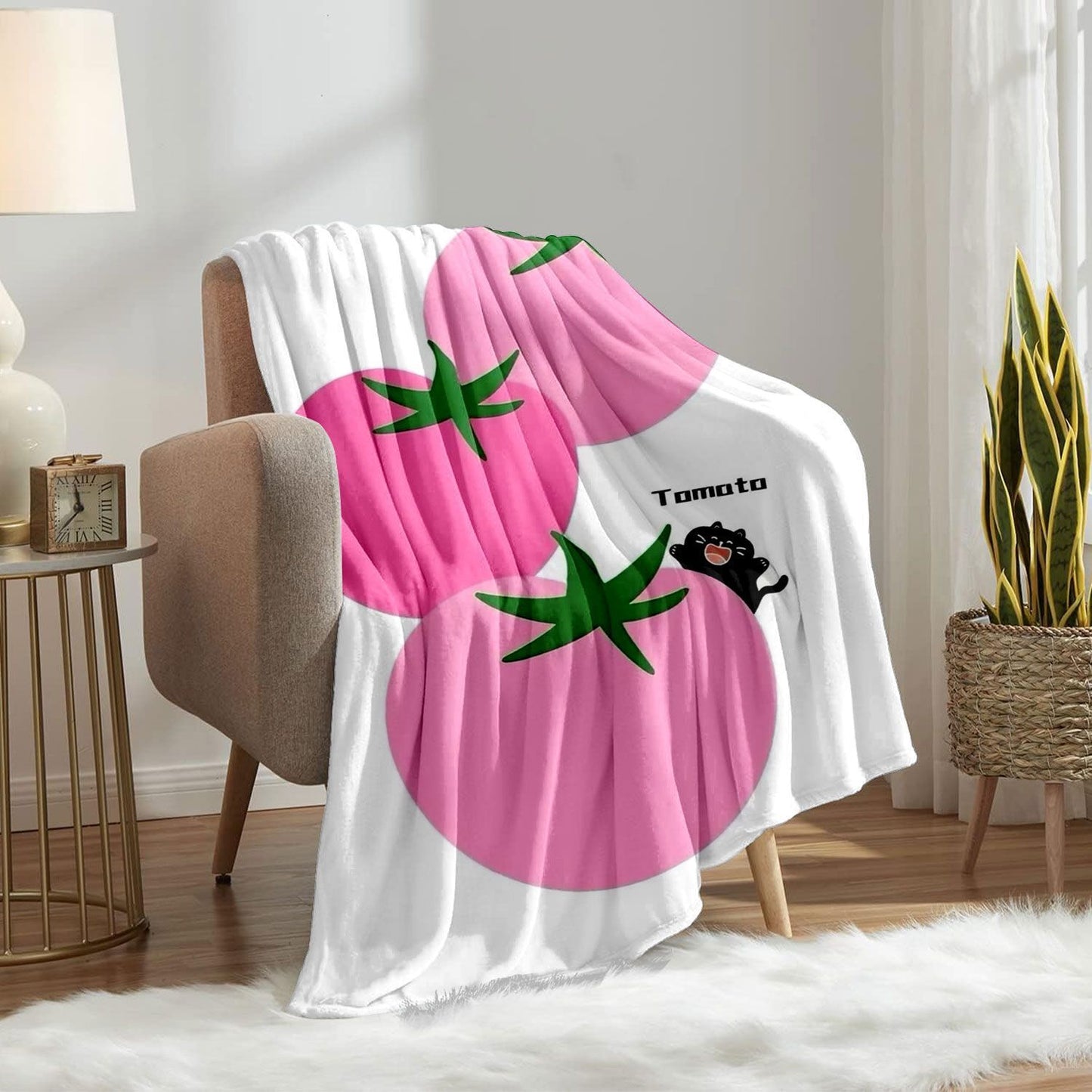 Launische Tomato-Print Fleece-Wurfdecke