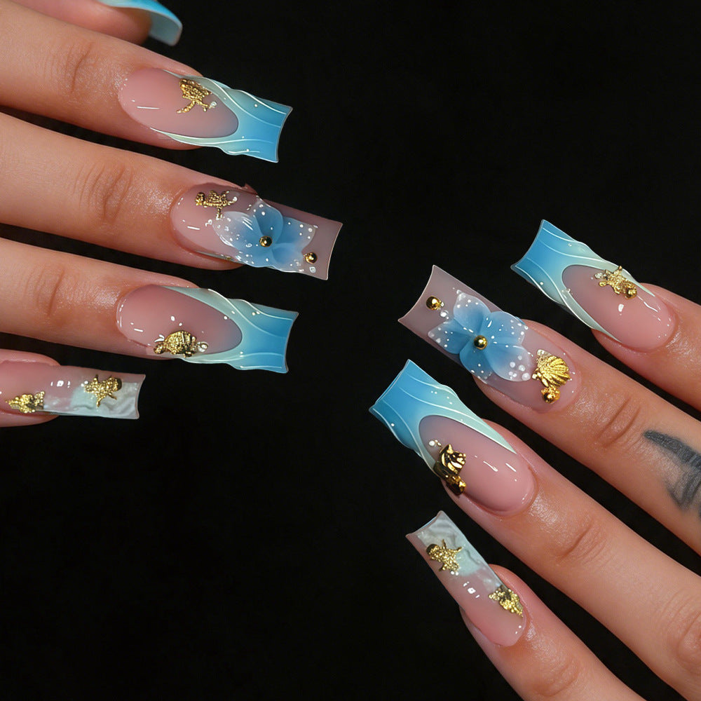 3D Blumen Design Druck-On-Nagel Set Brehn