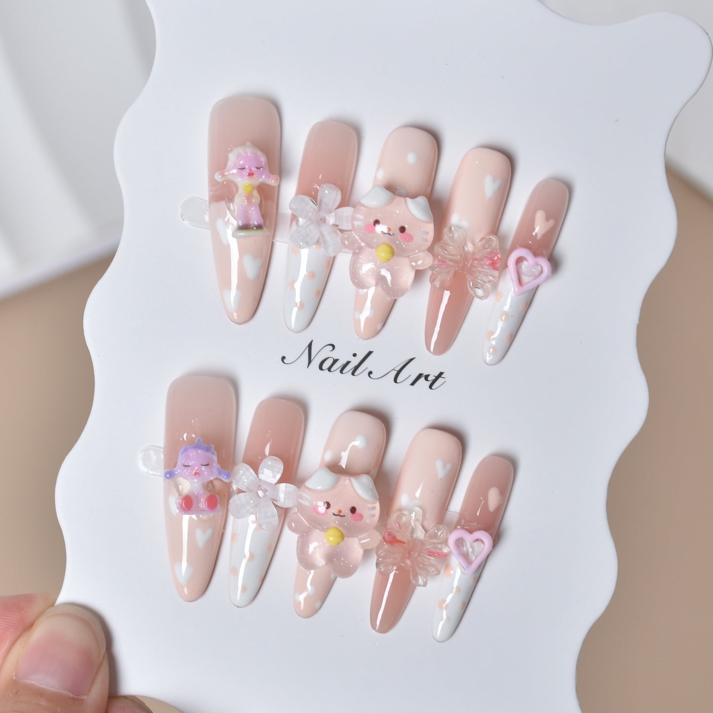 Verspielt 3D Charakter-Themen Press-On Nagelset Brehn