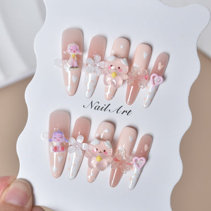 Verspielt 3D Charakter-Themen Press-On Nagelset Brehn