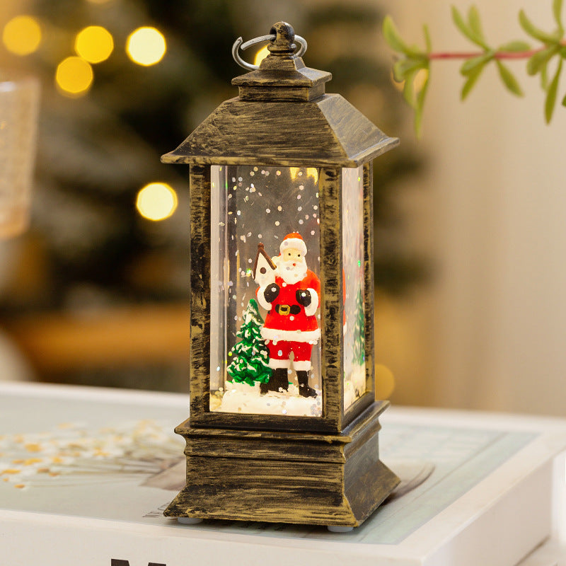 Weihnachtslaterne mit LED-Beleuchtung und dekorativem Schneeeffekt