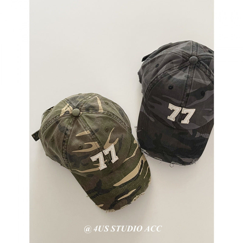 Damen Distressed Camouflage Baseball Cap Brehn