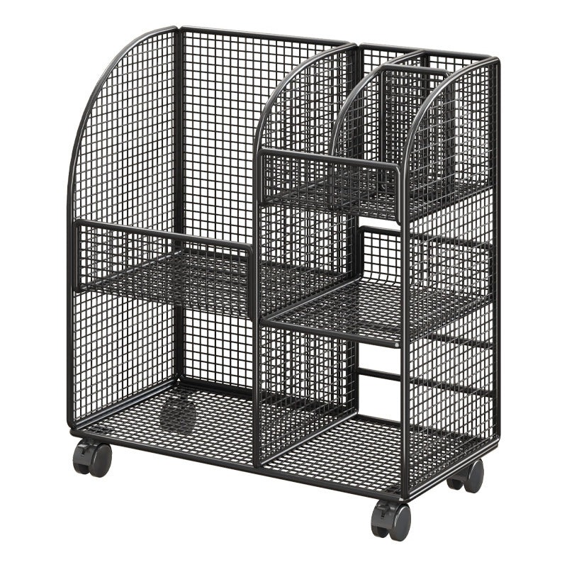 Modular belüfteter Mesh-Vorratstrolley mit geteilten Regalen und glatten arretierbaren Rollen