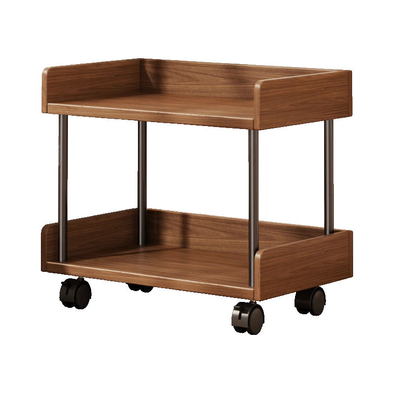 Minimalistische solide Holz-Zwei-Ebenen-Schreibtischbuchregal mit Metallstützstäben