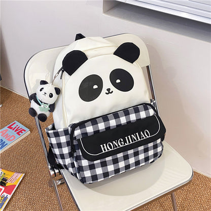 Verspielter Panda Cartoon Schulrucksack