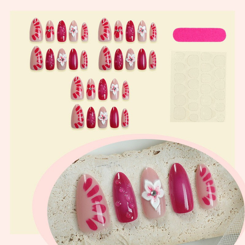 Floral Art Press-On Nagelset mit 3D Akzenten Brehn