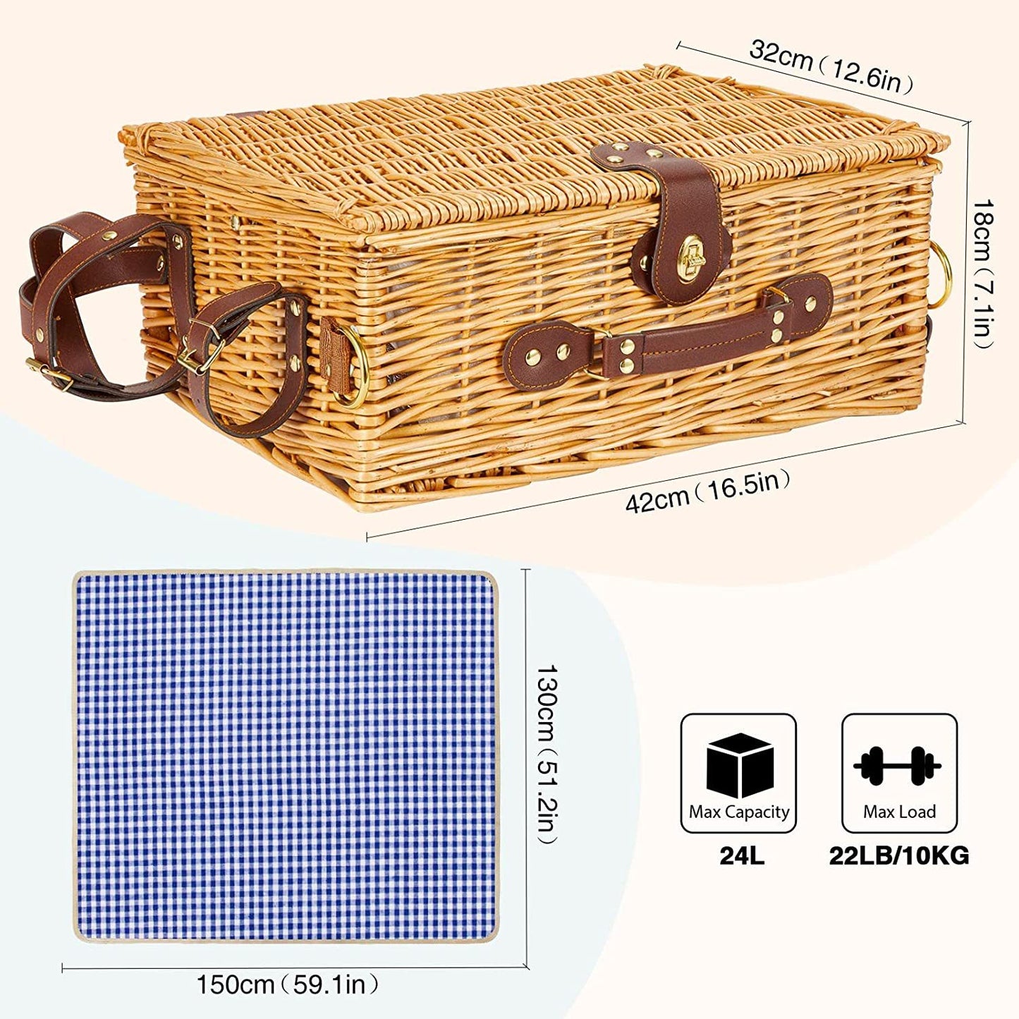 Damen hochwertiger Picknickkorb mit klassischem Design Brehn