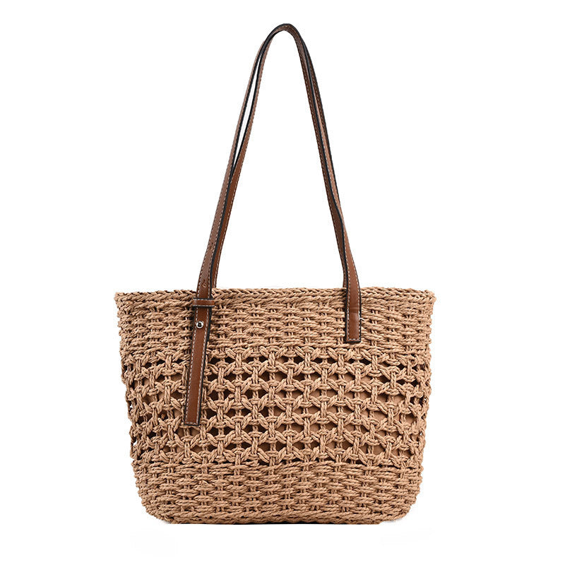 Handtasche Aus Natürlichem Makramee mit Veganen Ledergriffen Brehn