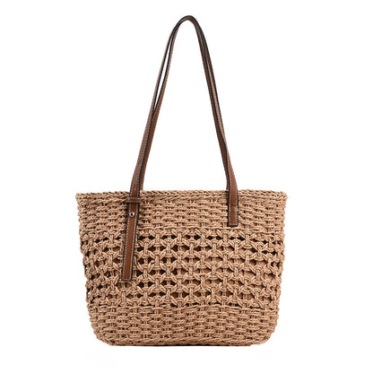 Handtasche Aus Natürlichem Makramee mit Veganen Ledergriffen Brehn