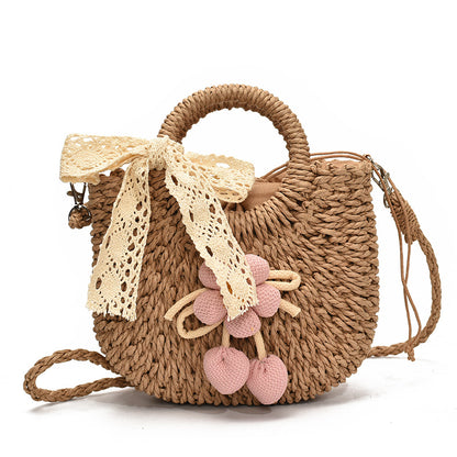 Handgefertigte Blumenakzent-Stroh-Tasche