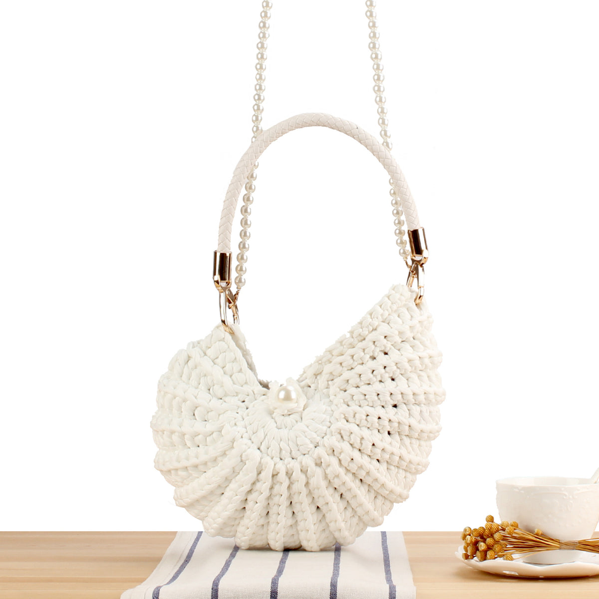 Abendtasche mit Perlverziertem Griff Brehn